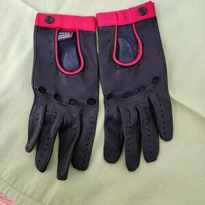 THE NAPA COMPANY Black and Red Leather Driving Gloves